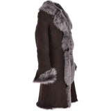 3/4 Length Toscana Suede Leather Coat Brown: KB 466