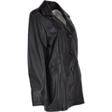 Womens Single Breasted Leather Coat Black/ddy: ESMARALDA