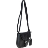 Leather Flap Shoulder Bag Black: Limerick