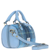 Ashwood Leather & Harris Tweed® Cloth Small Barrel Bag Baby-blue/Blue: TW-61-19-BB