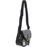 Ashwood Leather & Harris Tweed® Cloth Saddle Bag Black/White: TW-26-012-BW