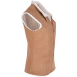 Slimline Reversible Suede Sheepskin Body Warmer Biscuit Tan: KB-714