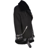 Womens Oversized Sheepskin Flying Jacket Black/Snuff: KB-20091