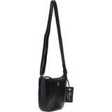 Leather Compact Crossbody Bag Black: Naomi