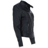 Leather Biker Jacket Black: G 2131