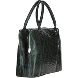 Large Leather Handbag Green/croc: Gina
