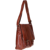 Leather Messenger Bag with Front Buckle Pockets Bridge: TL-007