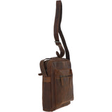 Tablet Friendly Medium Vintage Leather Body Bag Tan: Paddy