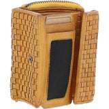 Vintage Woven Leather 7 Card Purse Yellow:  D-82