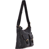 Vintage Two Pocket Leather Shoulder Bag Black – G21