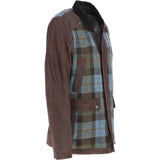 Ashwood Leather x Harris Tweed Men's Buff Lamb Leather Jacket with Corduroy Collar Brown/Mcload: TW-903-01-BM