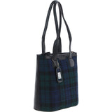 Ashwood Leather & Harris Tweed® Cloth Genuine Leather Shoulder Bag Black/Watch: TW-23-03-BW