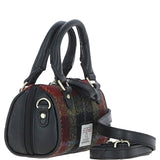 Ashwood Leather & Harris Tweed® Cloth X-Small Barrel Bag Black/Green/Red: TW-60-07-BR