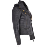 Women's Leather Biker Jacket Black/app: 2741