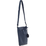 Genuine Leather Crossbody x Shoulder Bag with Golden Accents Dark Blue: 64239