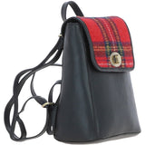 Ashwood Leather & Harris Tweed® Cloth Compact Backpack Black/Red: TW-65-14-BR