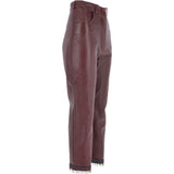 Womens 60's Hippy Leather Jeans Burgundy: 479