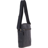 Mens Leather Messenger Bag Black: Logan