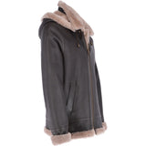 Hooded Sheepskin Flying Jacket Brown/Cream: FEN B3 HOODY
