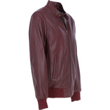 Men's Real Light Weight Leather Regular Fit Bomber Jacket Burgundy: G Bomber