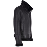 Mens Luxury Shearling Flying Jacket Black: NEON