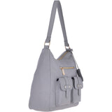 Medium Leather Shoulder Bag Light Grey  - 60660