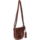 Leather Flap-Over Crossbody Bag Cognac: Violet
