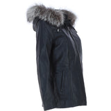 Ashwood Leather Hooded Jacket with Fur Trim Black: J-1948 F