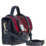 Ashwood Leather & Harris Tweed® Cloth Mini Satchel Bag with Twist Lock Navy/Pink: TW-32-06-NP