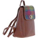 Ashwood Leather & Harris Tweed® Cloth Compact Backpack Tan/Purple: TW-65-13-TP