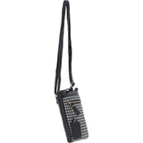 Authentic Ashwood Leather & Harris Tweed® Cloth Crossbody Bag Black/White: TW-29-012-BW