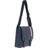 Gabicci Leather Messenger Bag with Striped Detail Navy: GB-64951