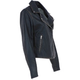 Women’s Genuine Leather Slim Fit Biker Jacket Black Ruboff: Caro