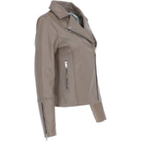 Ladies Veg Tanned Leather Biker Jacket Biscuit: AWL-80