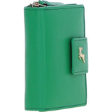 Ashwood Leather RFID Secure Wallet/Purse with Zip and Stud Closure Green: X-30