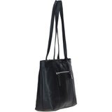 Designer Leather Shoulder Bag with Secure Zip Pocket Black: Bray
