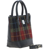 Ashwood Leather & Harris Tweed® Cloth Large Grab Bag Black/Green/Red: TW-64-07-BR