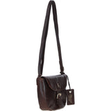 Leather Flap-Over Crossbody Bag Brown: Violet