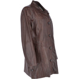 Womens Single Breasted Oversized Leather Coat Mid Brown/app: IVONNE 2
