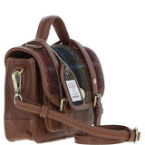 Ashwood Leather & Harris Tweed® Cloth Mini Satchel Bag with Twist Lock Tan/Red: TW-32-08-TR