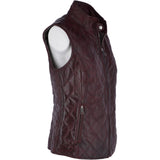Diamond Quilted Leather Gilet Burgundy: RIGDEN GILLET