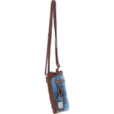 Authentic Ashwood Leather & Harris Tweed® Cloth Crossbody Bag Tan/LT Blue: TW-29-05-TB