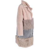 Womens Luxury Sheepskin Coat Baby Pink/multi: KB 634