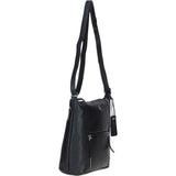 Practical Extending Pocket Leather Shoulder Bag Black: Donegal