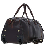 Luxurious Leather Wheeled Duffle Bag Brown: pl-50