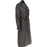 Elegant Longline Women's Leather Trench Coat with Waist Tie Navada: awl-trench