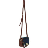 Ashwood Leather & Harris Tweed® Cloth Saddle Crossbody Bag with Twist Lock Tan/Watch: TW-30-04-TW