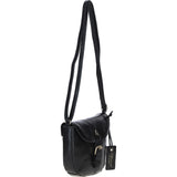 Leather Flap-Over Crossbody Bag Black: Violet