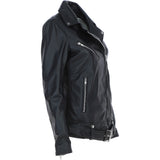 Ashwood Ladies Leather Longline Biker Jacket Black: LONG LINE BIKER