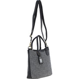 Versatile Ashwood Leather & Harris Tweed® Cloth Shoulder Bag Black/White: TW-22-012-BW